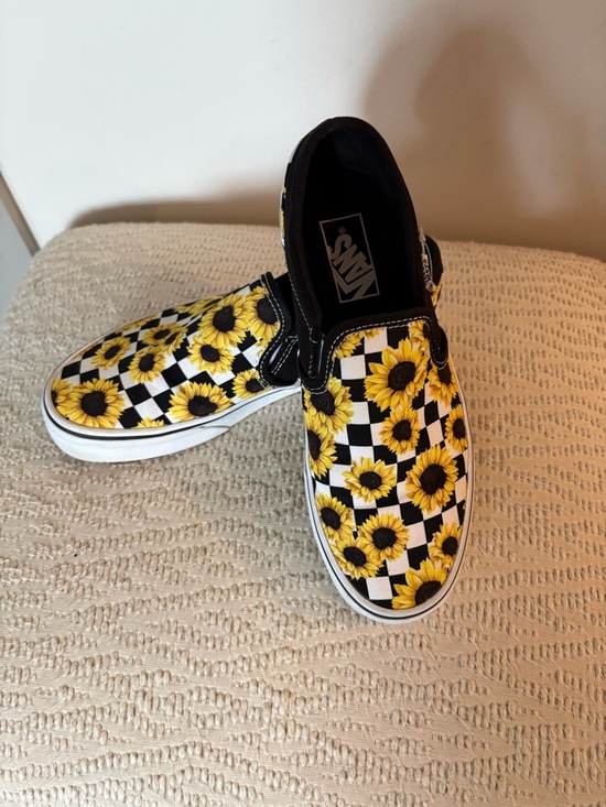 Vans Shoes - Vans Wmns Sz 8  Slip-On Sunflower Checkerboard Sneakers - Yellow/Black/White
